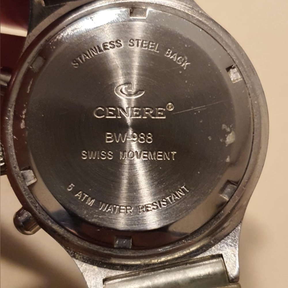 🦋10/$20🦋 Vtg Cenere BW-988 Silver/Blue Rhinestone Silicone Chrono Women's Watch - Picture 5 of 5